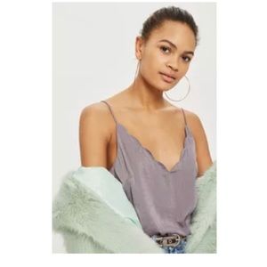 Topshop Satin Scallop Cami Top
